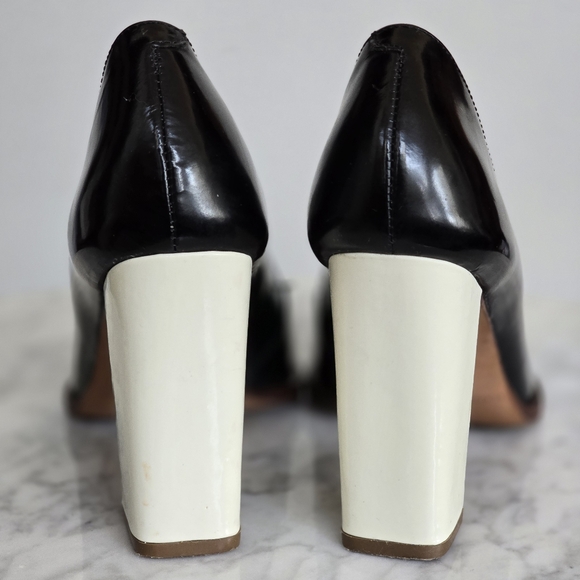 LOEFFLER RANDALL Leather Remy Block Heel Pump in Black & Cream Size 7.5 - Picture 10 of 13